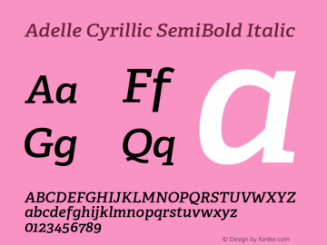 Adelle Cyrillic SemiBold Italic Version 2.000图片样张