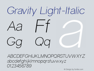 Gravity Light-Italic 1 Font Sample