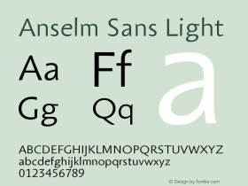 Anselm Sans Light Version 001.001; Fonts for Free; vk.com/fontsforfree Font Sample