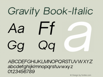 Gravity Book-Italic 1 Font Sample