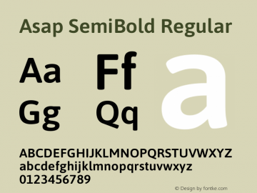 Asap SemiBold Version 1.010 Font Sample