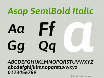 Asap SemiBold Italic Version 1.010图片样张