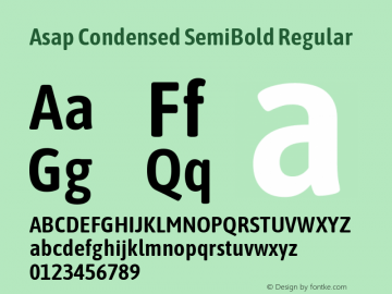 Asap Condensed SemiBold Version 1.008; ttfautohint (v1.6)图片样张