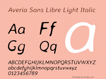 Averia Sans Libre Light Italic Version 1.002 Font Sample