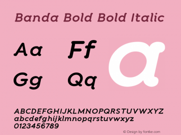 BandaBold-BoldItalic Version 1.000 2011 initial release Font Sample