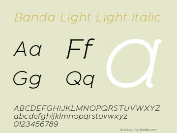 BandaLight-LightItalic Version 1.000 2011 initial release图片样张