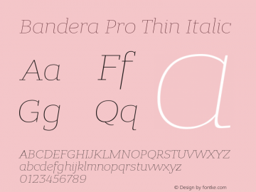 BanderaProThin-Italic Version 1.000图片样张