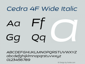 Cedra4F-WideItalic 1.200;com.myfonts.4thfebruary.cedra-4f.wide-italic.wfkit2.41Kg Font Sample