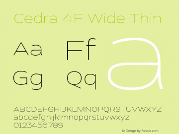 Cedra4F-WideThin 1.200;com.myfonts.4thfebruary.cedra-4f.wide-thin.wfkit2.41Kh Font Sample