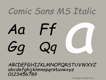 Comic Sans MS Italic Version 5.14 Font Sample