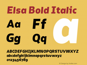 Elsa-BoldItalic Version 1.000; Font Sample