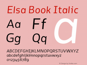 Elsa-BookItalic Version 1.000; Font Sample