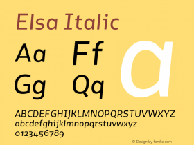 Elsa-Italic Version 1.000; Font Sample