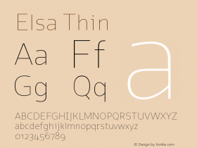 Elsa-Thin Version 1.000; Font Sample
