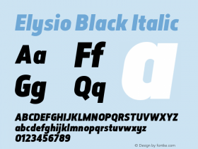 Elysio-BlackItalic Version 1.000;PS 001.000;hotconv 1.0.70;makeotf.lib2.5.58329;com.myfonts.typedynamic.elysio.black-italic.wfkit2.4bT3图片样张