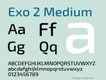 Exo 2 Medium Version 1.001;PS 001.001;hotconv 1.0.70;makeotf.lib2.5.58329; ttfautohint (v0.92) -l 8 -r 50 -G 200 -x 14 -w 