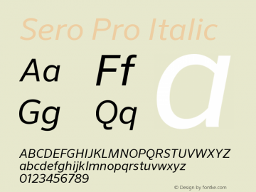 SeroPro-Italic Version 7.504; 2011; Build 1022 Font Sample