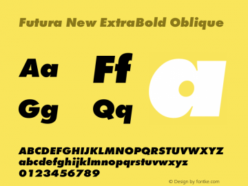 Futura New ExtraBold Obl Version 1.000 2008 initial release图片样张