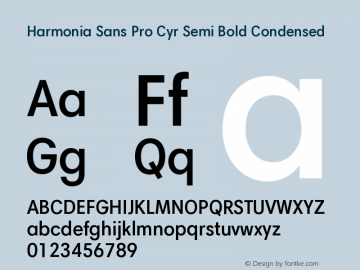 HarmoniaSansProCyr-SemiBdCn Version 1.000 Font Sample