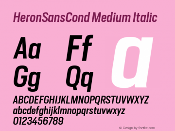 HeronSansCond Medium Italic Version 1.0图片样张