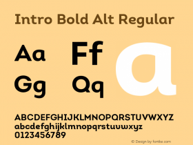 Intro-Bold-Alt Version 1.000 Font Sample