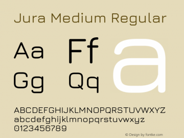 Jura Medium Version 5.101; ttfautohint (v1.6) Font Sample