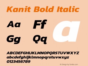 Kanit Bold Italic Version 1.002 Font Sample