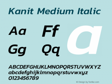 Kanit Medium Italic Version 1.002 Font Sample
