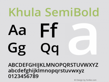 Khula SemiBold Version 1.001;PS 1.0;hotconv 1.0.72;makeotf.lib2.5.5900; ttfautohint (v1.1) -l 8 -r 50 -G 200 -x 14 -D deva -f latn -w G图片样张