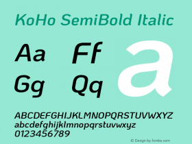 KoHo SemiBold Italic Version 1.000; ttfautohint (v1.6)图片样张