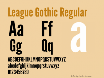 LeagueGothic-Regular Version 1.560;PS 001.560;hotconv 1.0.56;makeotf.lib2.0.21325 Font Sample