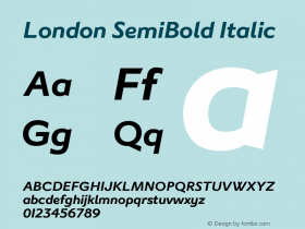 London-SemiBoldItalic Version 1.001 Font Sample