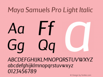 Maya Samuels Pro Light Italic Version 3.002; Fonts for Free; vk.com/fontsforfree图片样张