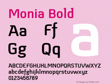 Monia Bold Version 2.001; Fonts for Free; vk.com/fontsforfree图片样张