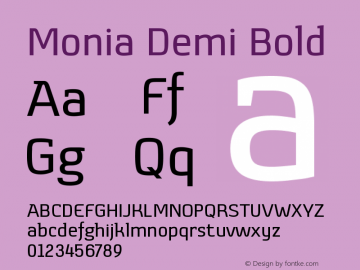 Monia Demi Bold Version 2.002; Fonts for Free; vk.com/fontsforfree图片样张