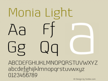 Monia Light Version 2.002; Fonts for Free; vk.com/fontsforfree图片样张