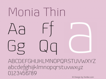 Monia Thin Version 2.001; Fonts for Free; vk.com/fontsforfree图片样张