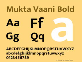Mukta Vaani Bold Version 2.538;PS 1.000;hotconv 16.6.51;makeotf.lib2.5.65220; ttfautohint (v1.6)图片样张