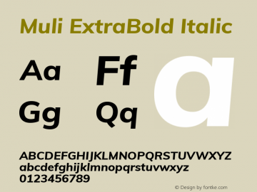 Muli ExtraBold Italic Version 2.000图片样张