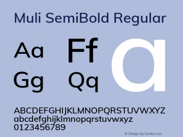 Muli SemiBold Version 2.000 Font Sample