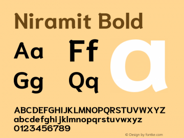 Niramit Bold Version 1.000; ttfautohint (v1.6)图片样张
