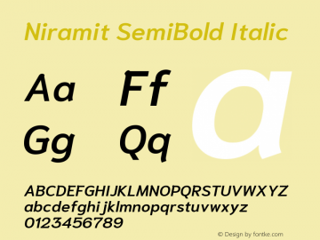 Niramit SemiBold Italic Version 1.000; ttfautohint (v1.6)图片样张
