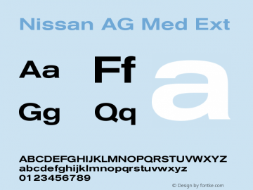 NissanAG-MedExt Version 001.001;Core 1.0.01;otf.5.02.2298;29.06W Font Sample