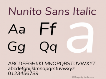 Nunito Sans Italic Version 2.001 Font Sample