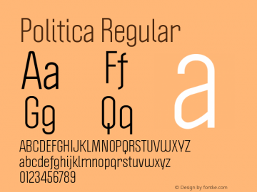 Politica Version 1.000;PS 001.000;hotconv 1.0.38 Font Sample