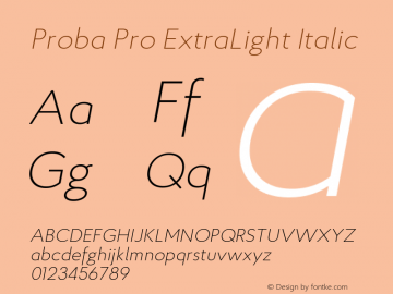 ProbaPro-ExtraLightItalic Version 001.000;com.myfonts.konstantynov.proba-pro.extra-light-italic.wfkit2.4can图片样张