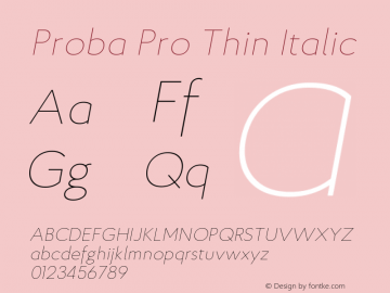 ProbaPro-ThinItalic Version 001.000;com.myfonts.konstantynov.proba-pro.thin-italic.wfkit2.4caA图片样张