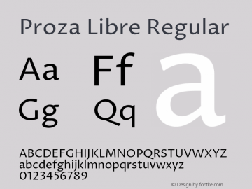 Proza Libre Version 1.000; ttfautohint (v1.4.1.8-43bc) Font Sample