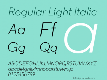 Regular-LightItalic 2.150 Font Sample