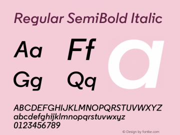 Regular-SemiBoldItalic 2.150 Font Sample